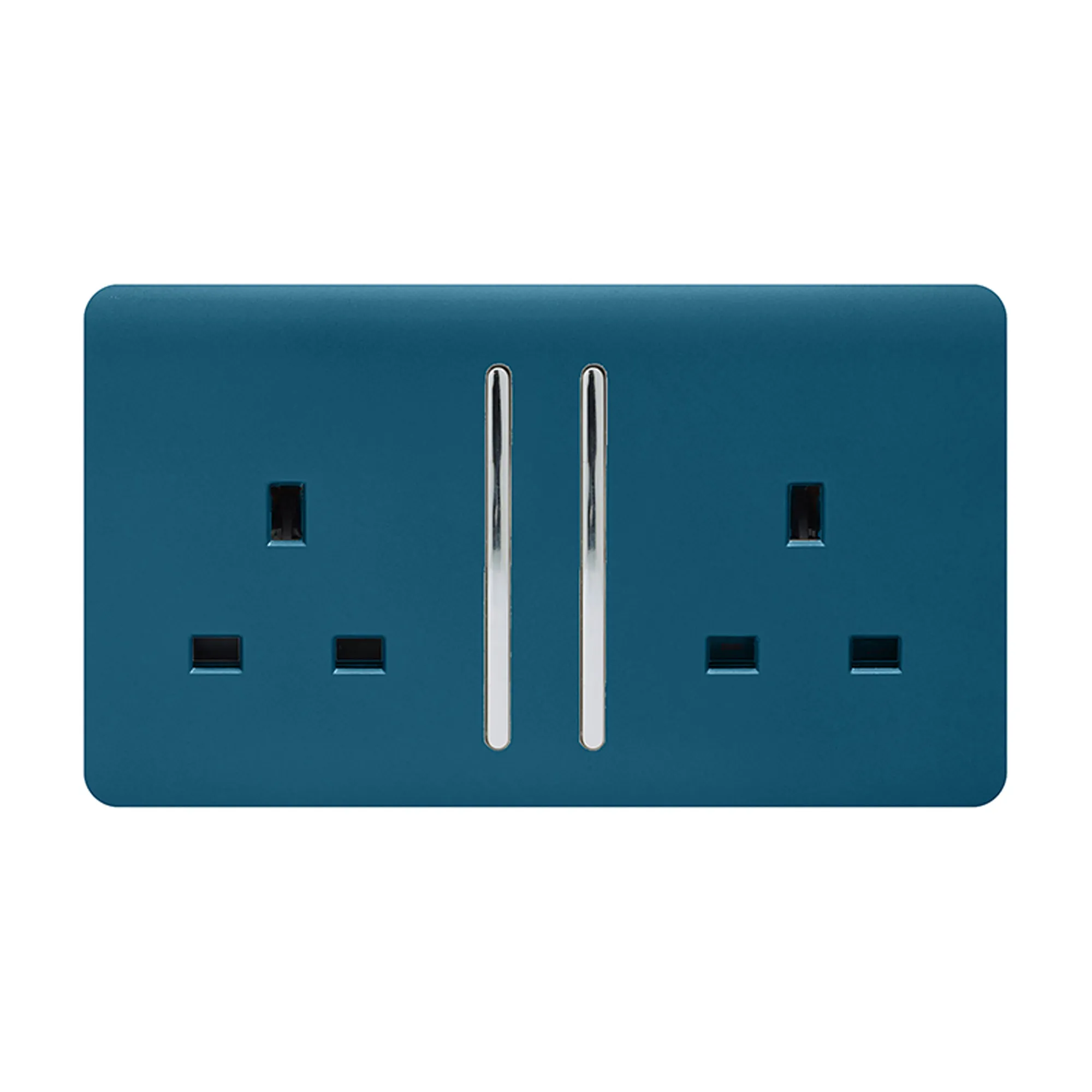 2 Gang 13Amp Long Switched Double Socket Midnight Blue